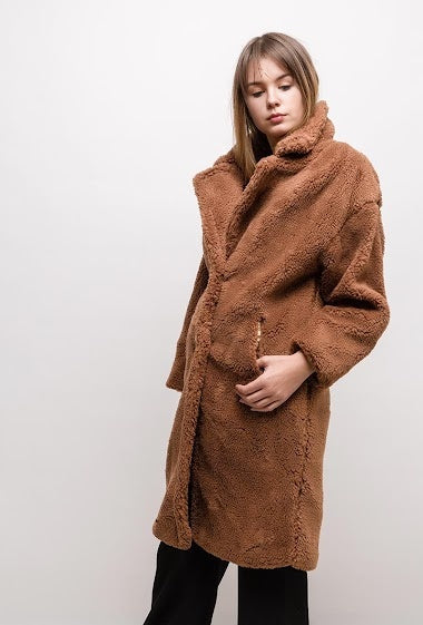 Teddy Faux Fur Oversized Coat - Chocolate Brown