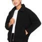 Teddy Faux Fur Bomber Jacket In Black