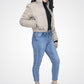 Cropped Puffer Jacket In Beige