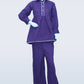 Collared Neck Top WIth High Waist Culotte-Purple