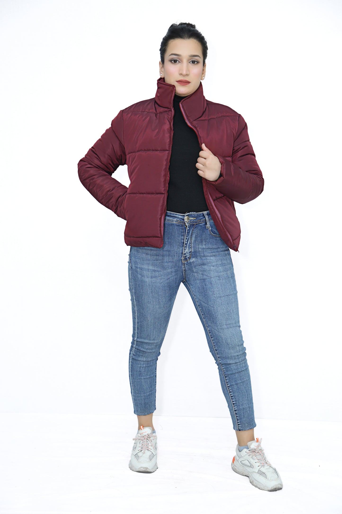 Puffer Jacket In Maroon