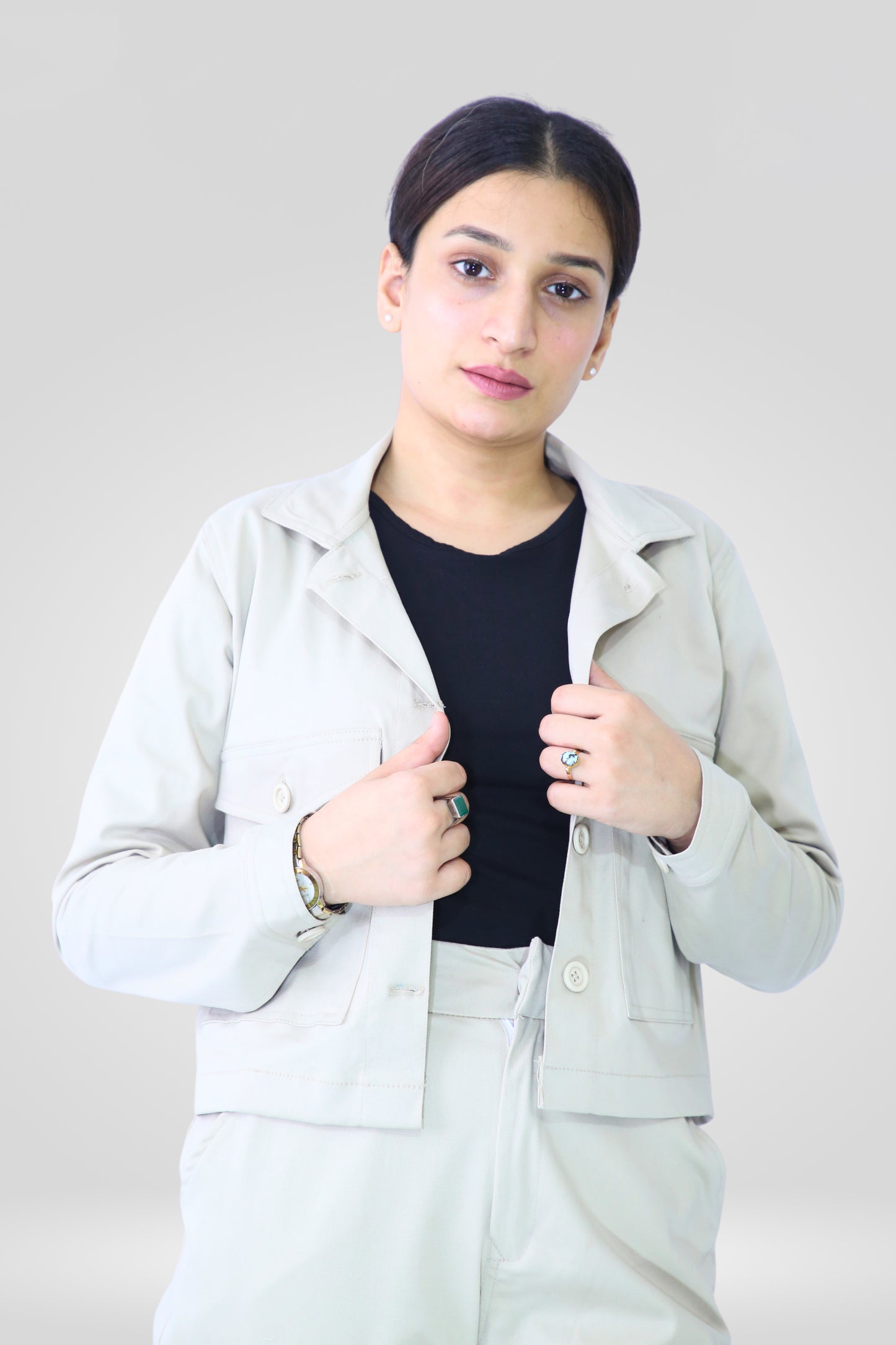 Cropped Jacket - Beige