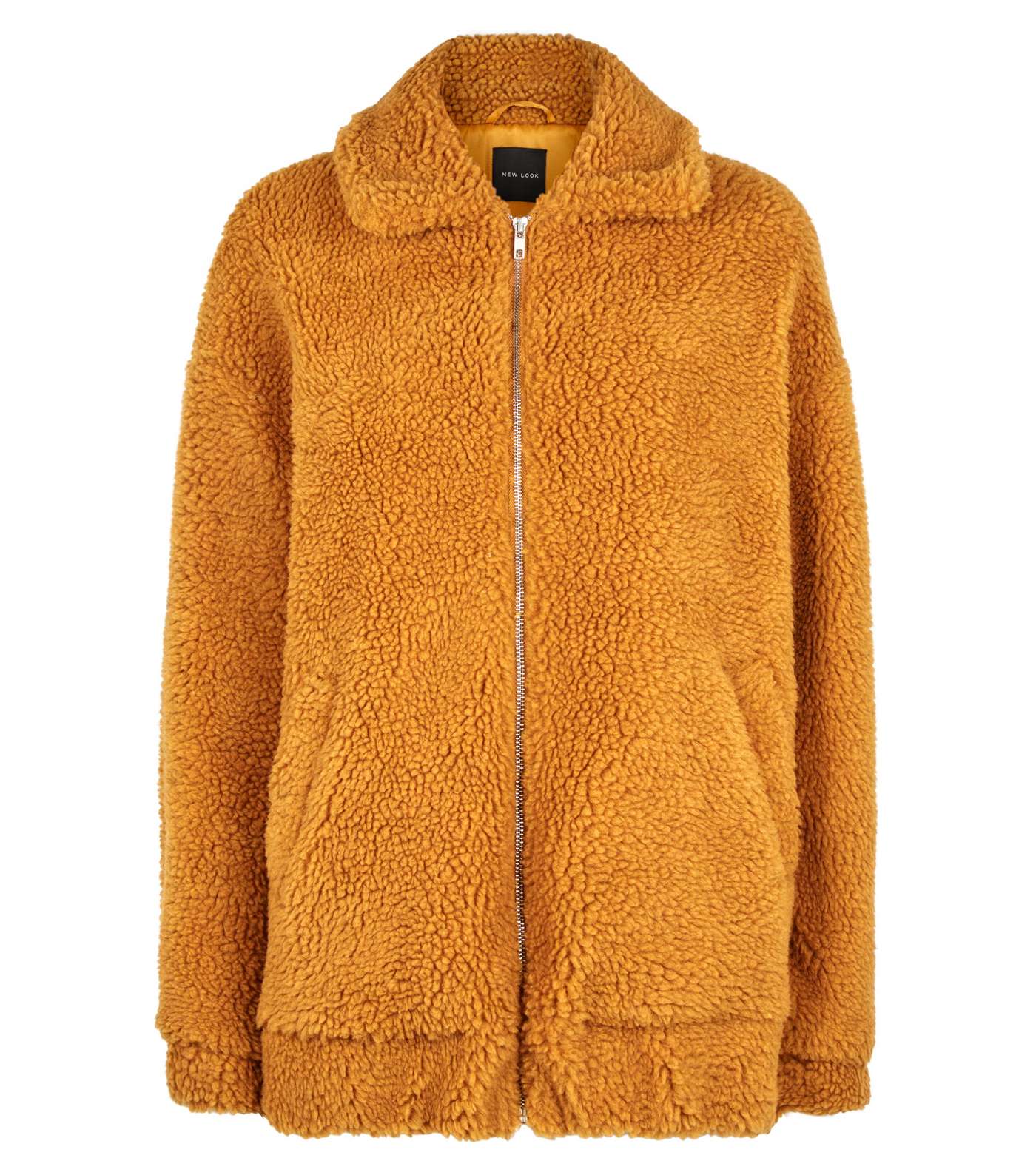 Teddy Faux Fur Bomber Jacket In Camel