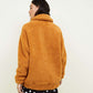 Teddy Faux Fur Bomber Jacket In Camel