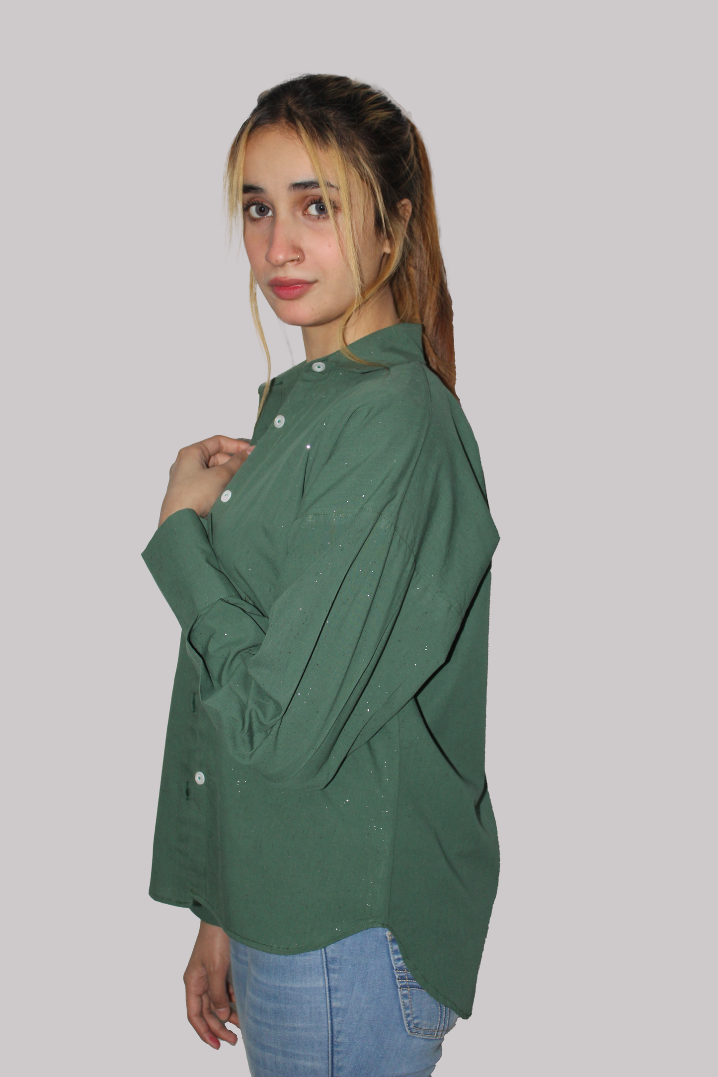 Oversized Shirt- Dark Green